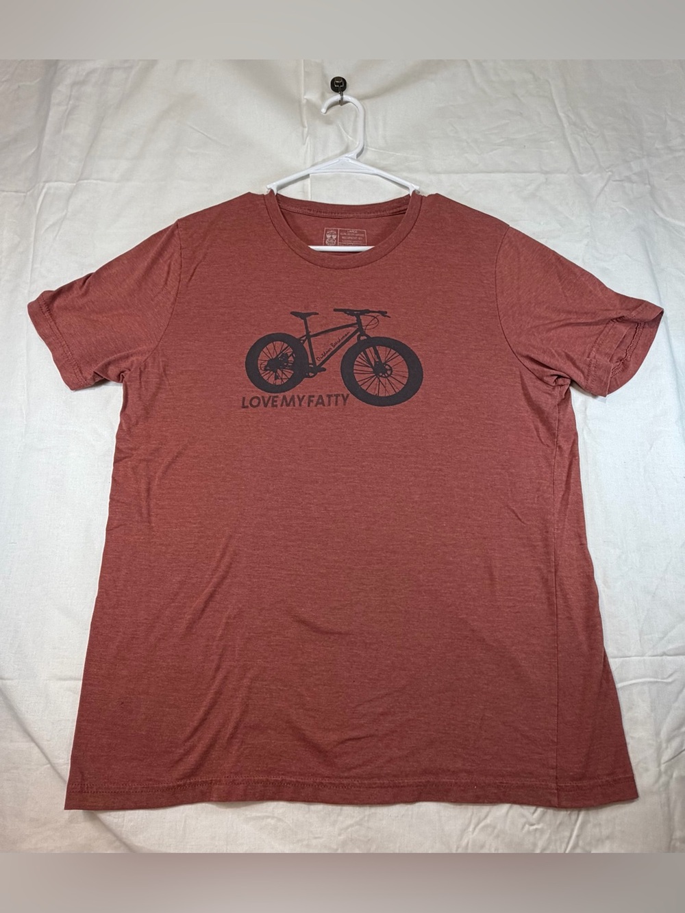 Outdoor Beersman Rust Red Graphic Tee - Love My Fatty Bike - Picture 1 of 7